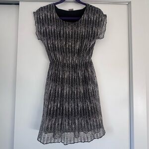 Black and Gray Patterned Mini Dress